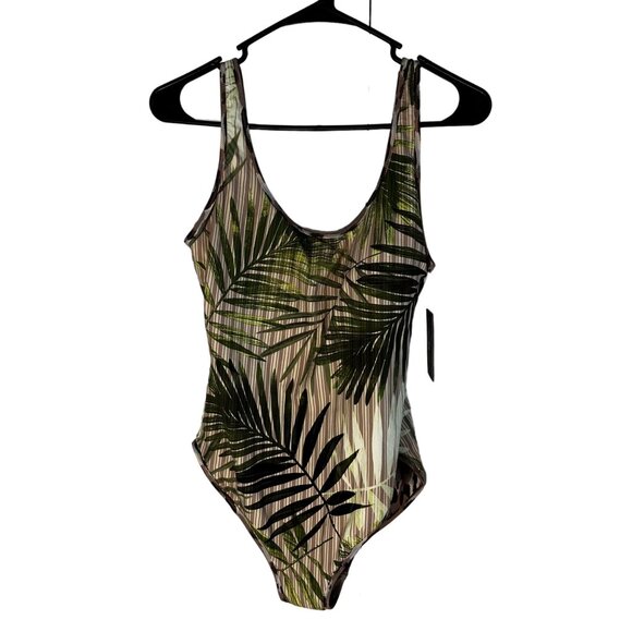 Vince Camuto Reversible One-Piece Swimsuit Leopard & Palm Print Size 14 Women's - Picture 1 of 9